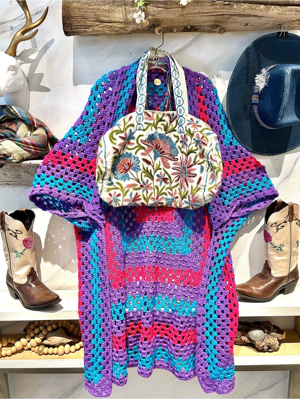 Giveaway SAT Aug 29@11AM during my posh curated live ⭐️GRANNY knit duster + BAG